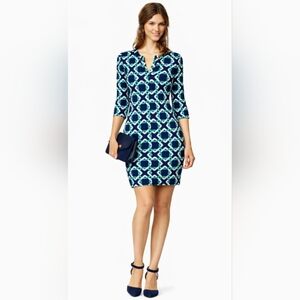 Banana Republic Geo Print Midi Dress Tunic 3/4 Sleeve Retro Mod Medium